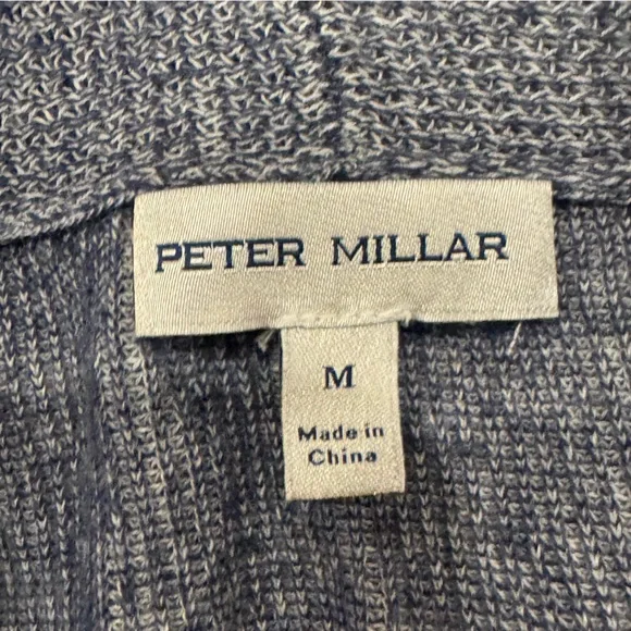 Peter Millar Crown Cotton Hemp Harbor Shawl Cardigan in Windo Blue Size Medium - Picture 5 of 12